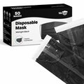 Wecare Disposable Face Mask, 3-Ply with Ear Loop 50 Individually Wrapped, Midnight Black, 50PK WMN100119